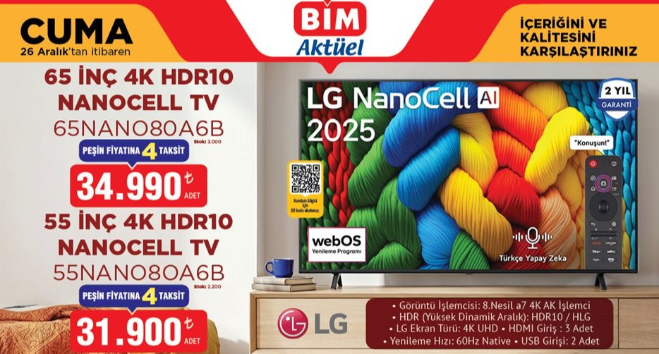 BİM 26 Aralık Aktüel: LG NanoCell TV alınır mı, neden alınmaz? LG 65NANO80A6B İncelemesi ve Özellikleri